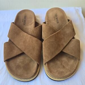 Todd Snyder Nomad Men's Suede Crossover Sandals Brown Size 8 Made in Italy